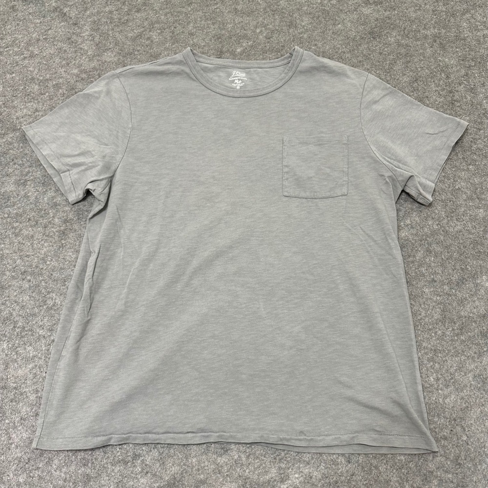 J.Crew T-Shirt Mens 2XL Gray Garment Dyed Slub Cotton Pocket Short Sleeve Tee
